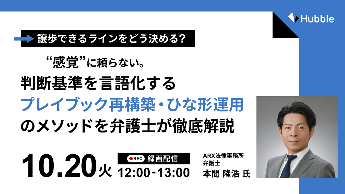 【再放送】「譲歩できるライン」をどう決める？―感覚に頼らない。判断基準を言語化するプレイブック再構築・ひな形運用のメソッドを弁護士が徹底解説